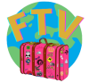 logo Fée Ta Valise avec mappemonde en fond et valise rose en bas
